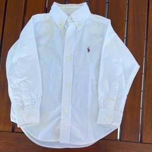 Ralph Lauren Boy's White Button Front Dress Shirt in Size 3 EUC